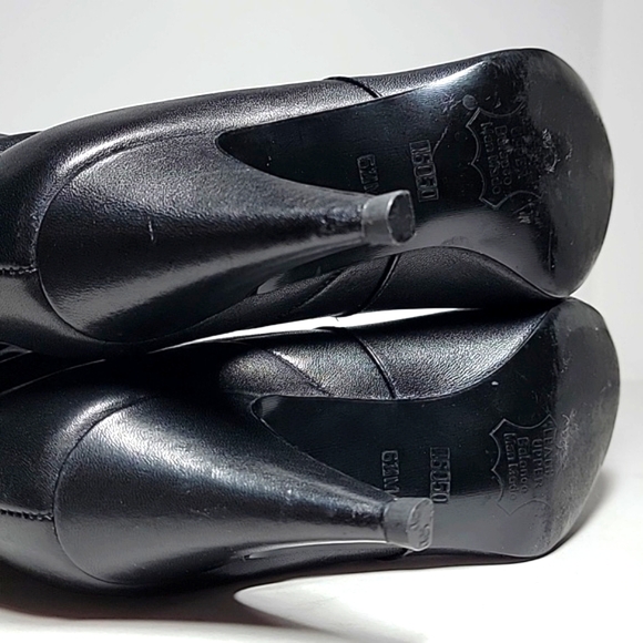 Mister Shoes Markon Footwear Heeled Boots Black Leather Calf Length Pull-On 6.5M - Picture 12 of 14